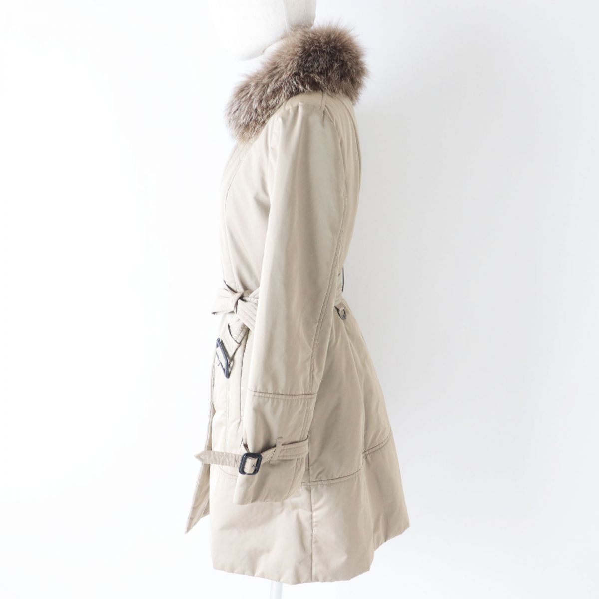 Burberry Fox Fur Quilted Coat Beige