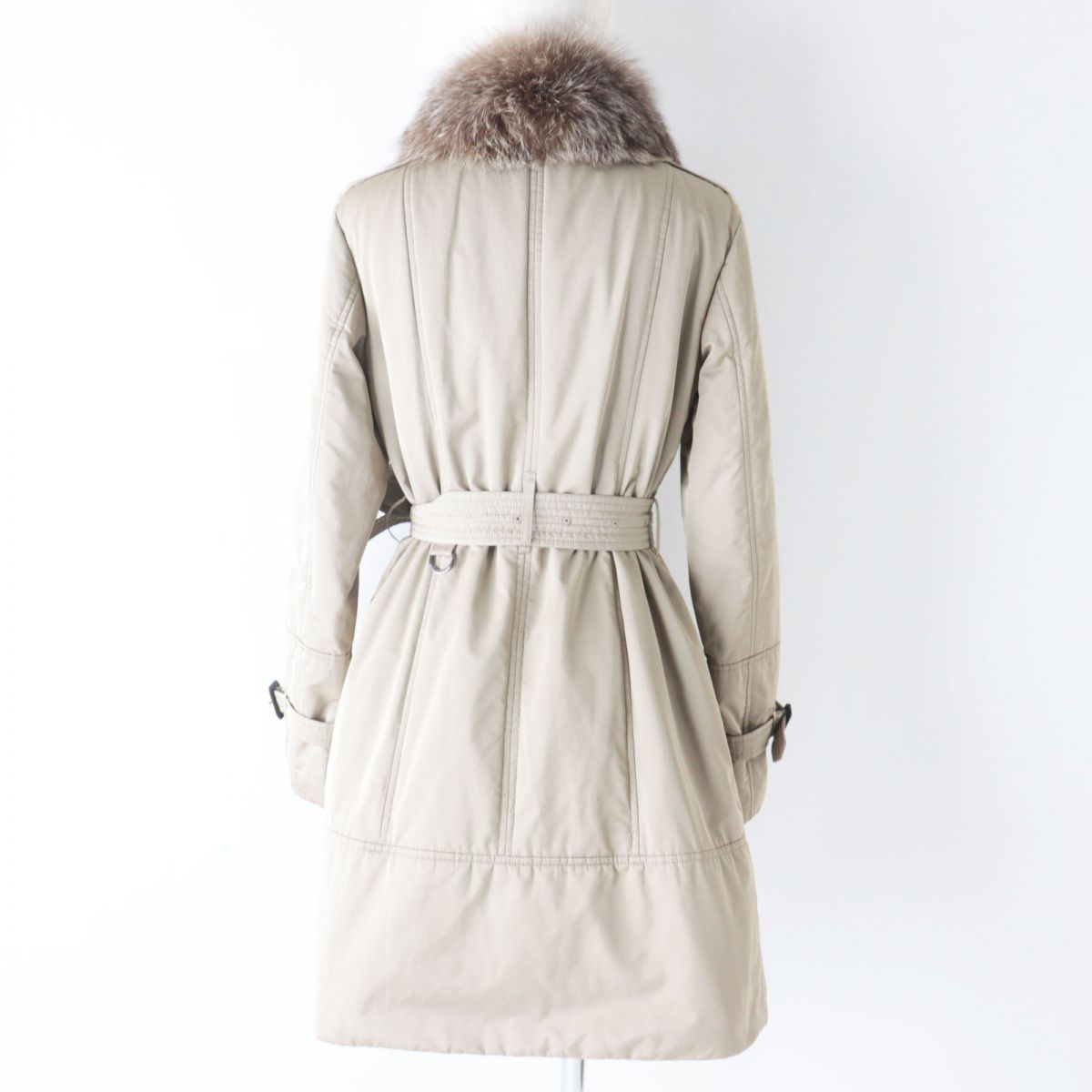 Burberry Fox Fur Quilted Coat Beige