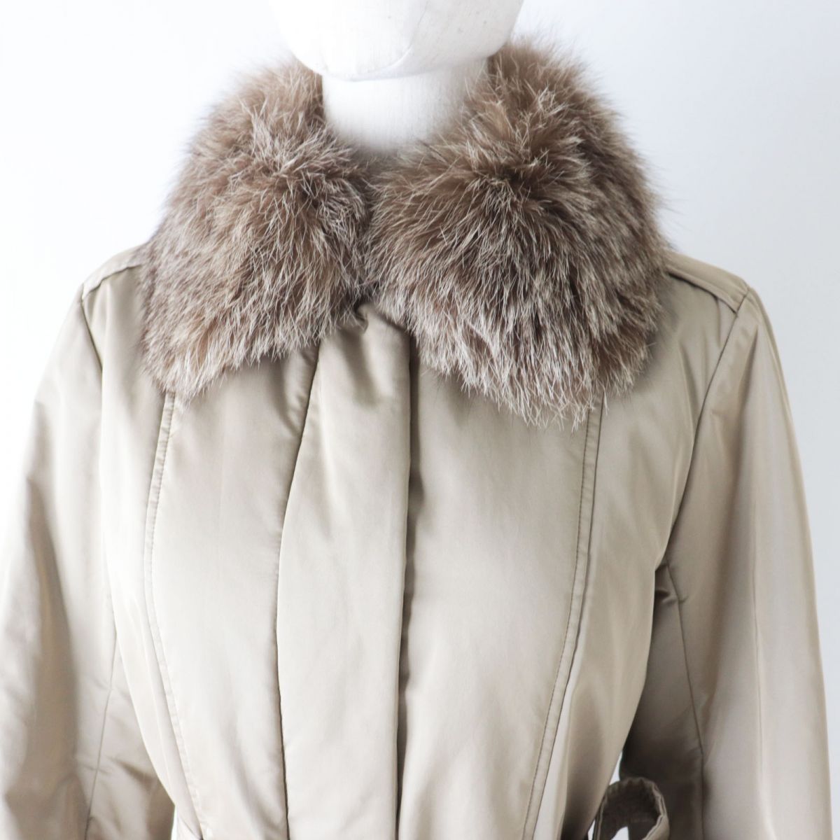 Burberry Fox Fur Quilted Coat Beige