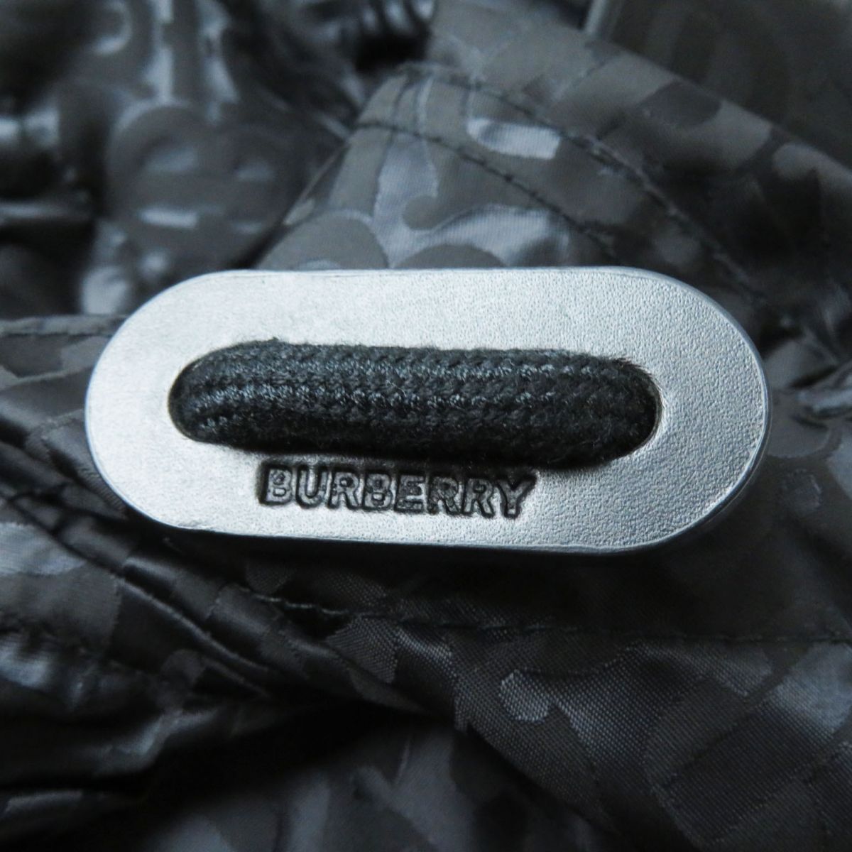 Burberry Nylon Monogram Hooded Long Coat Black