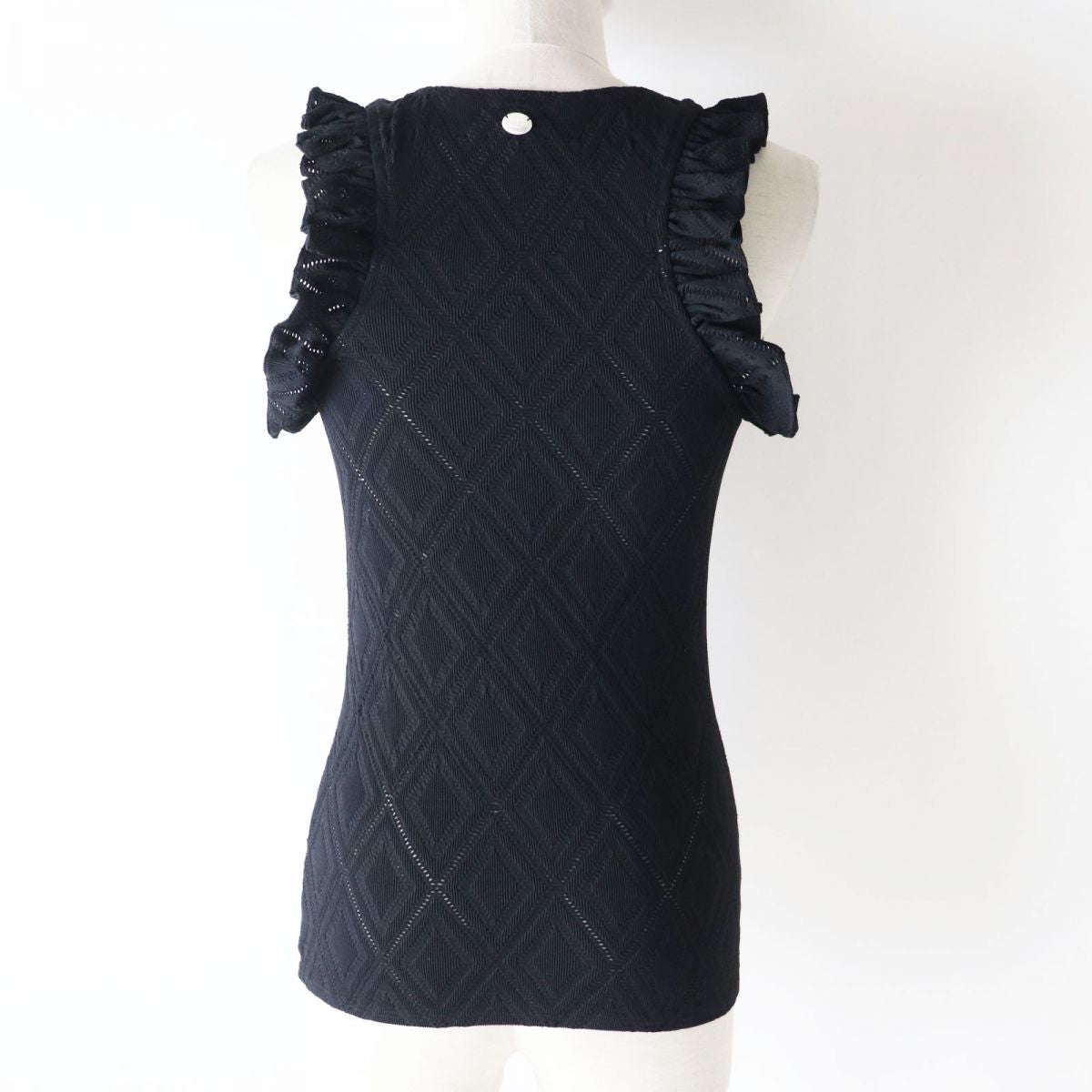 Chanel Ruffled Sleeveless Top Black 36