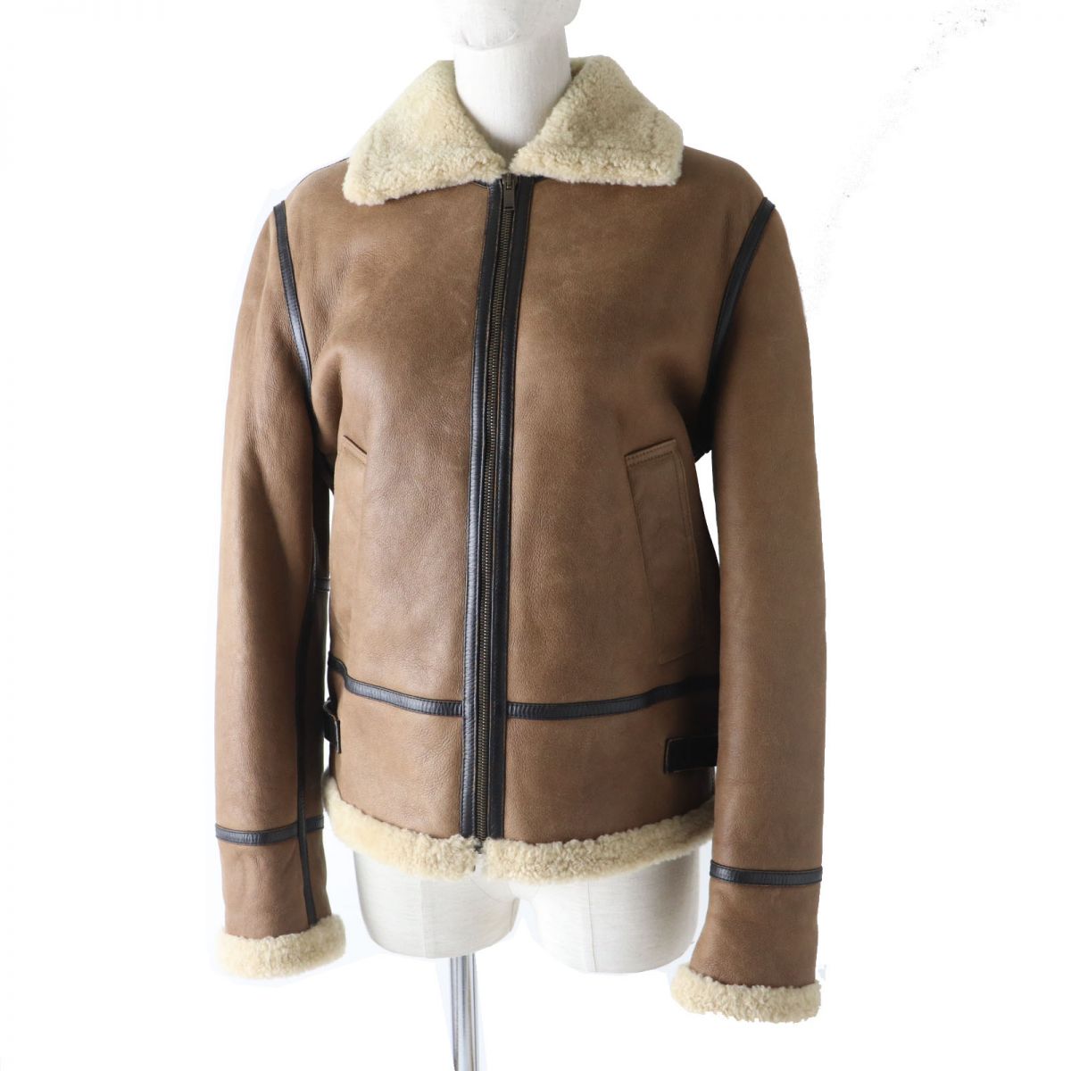 Saint Laurent Shearling Leather Jacket Brown 36