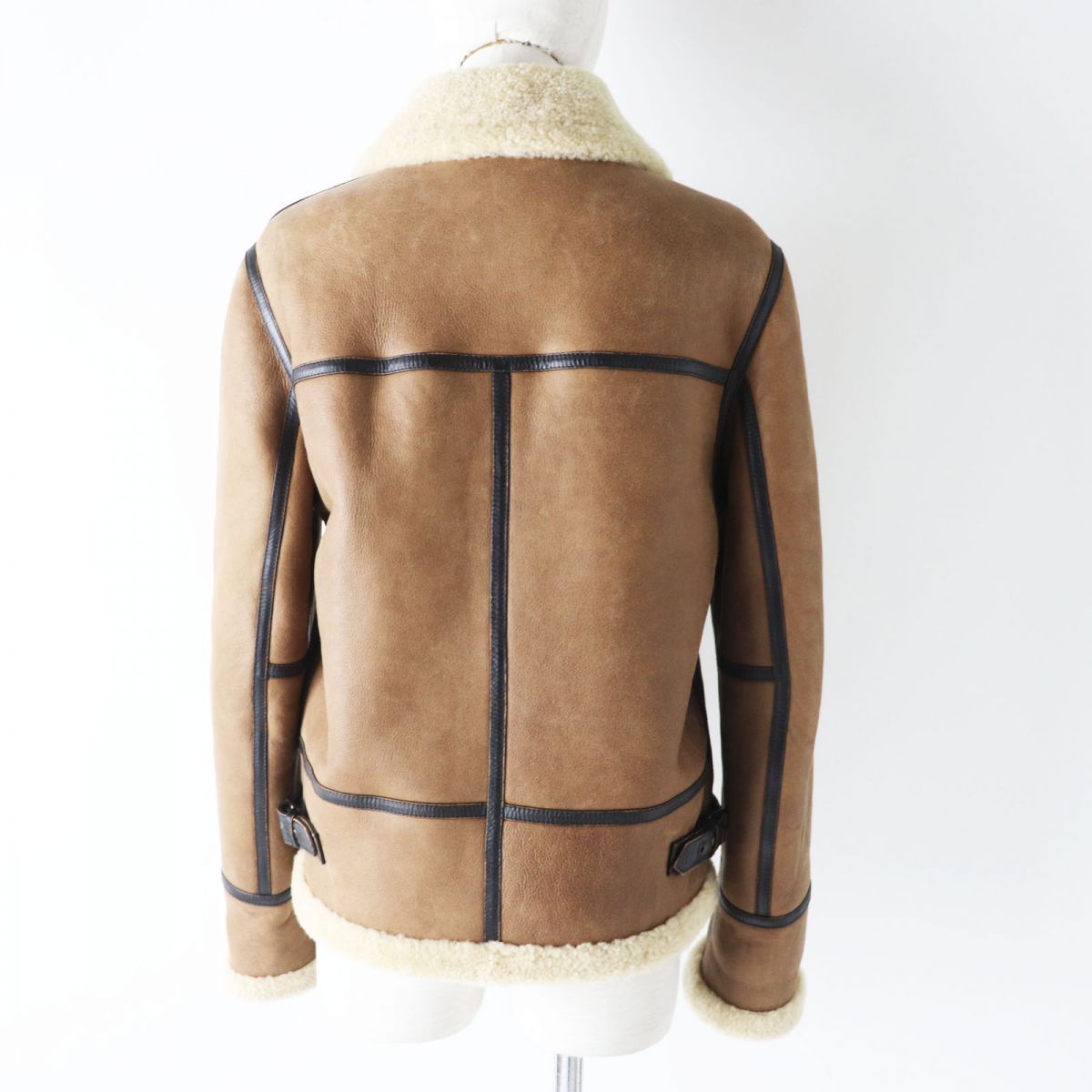 Saint Laurent Shearling Leather Jacket Brown 36