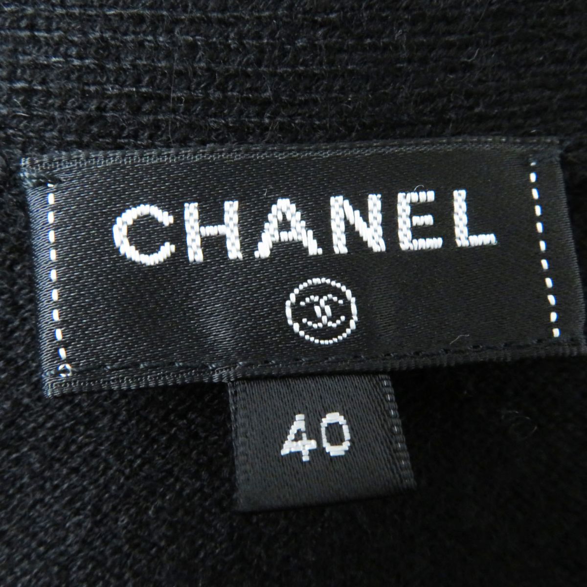 Chanel Cashmere Cardigan COCO Button Black White