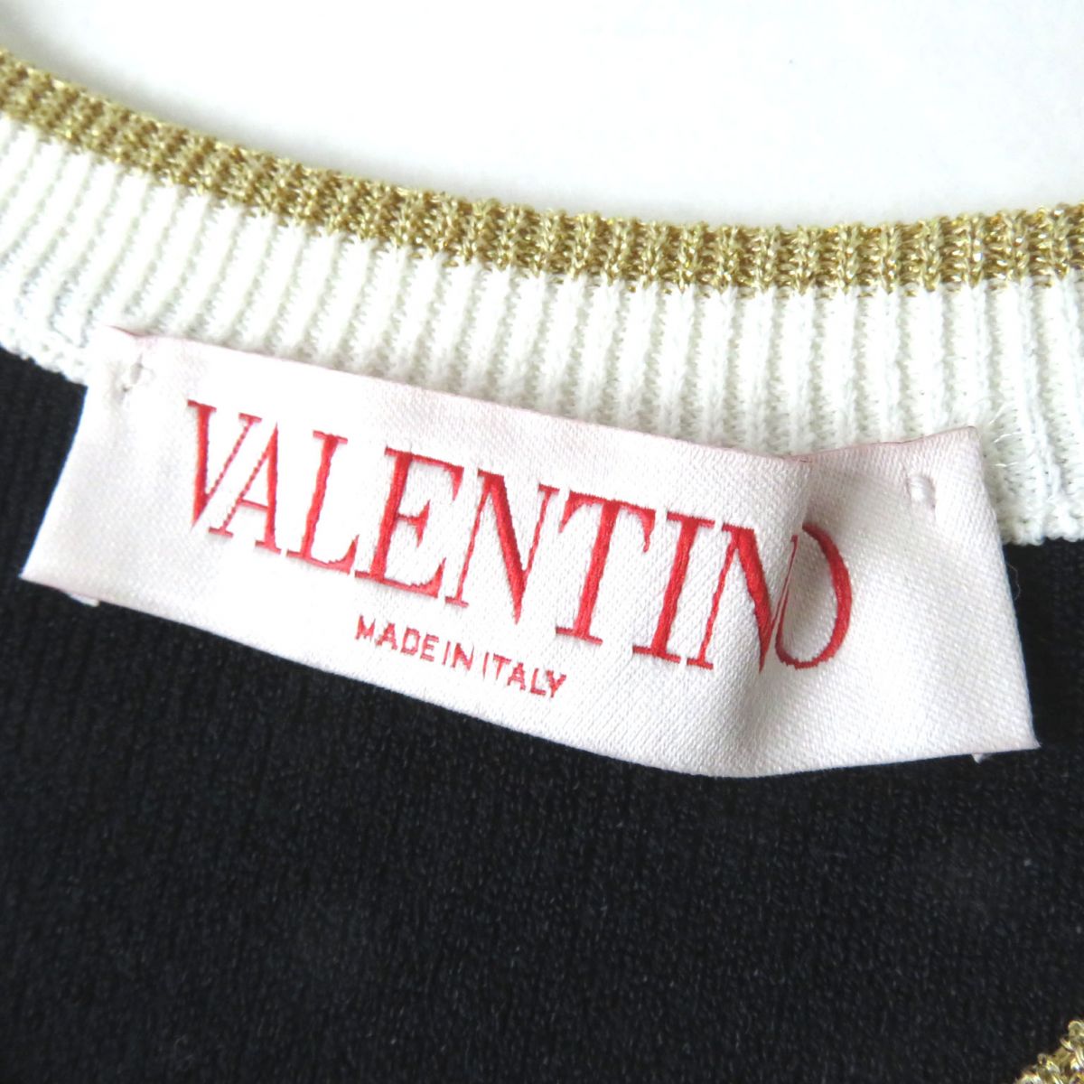 Valentino Women's Knit Dress Navy Gold White S