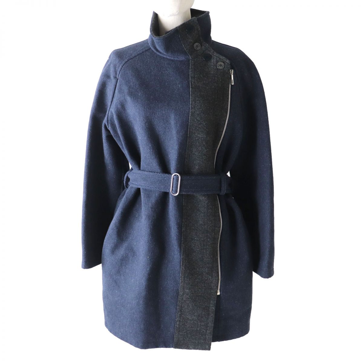 Hermes Women's Belt & Button Stand Collar Coat