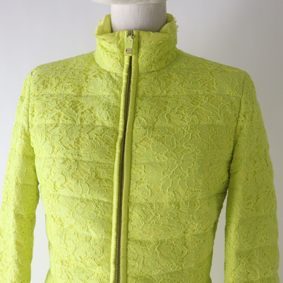 Valentino Women's Lace Rockstud Coat Neon Yellow