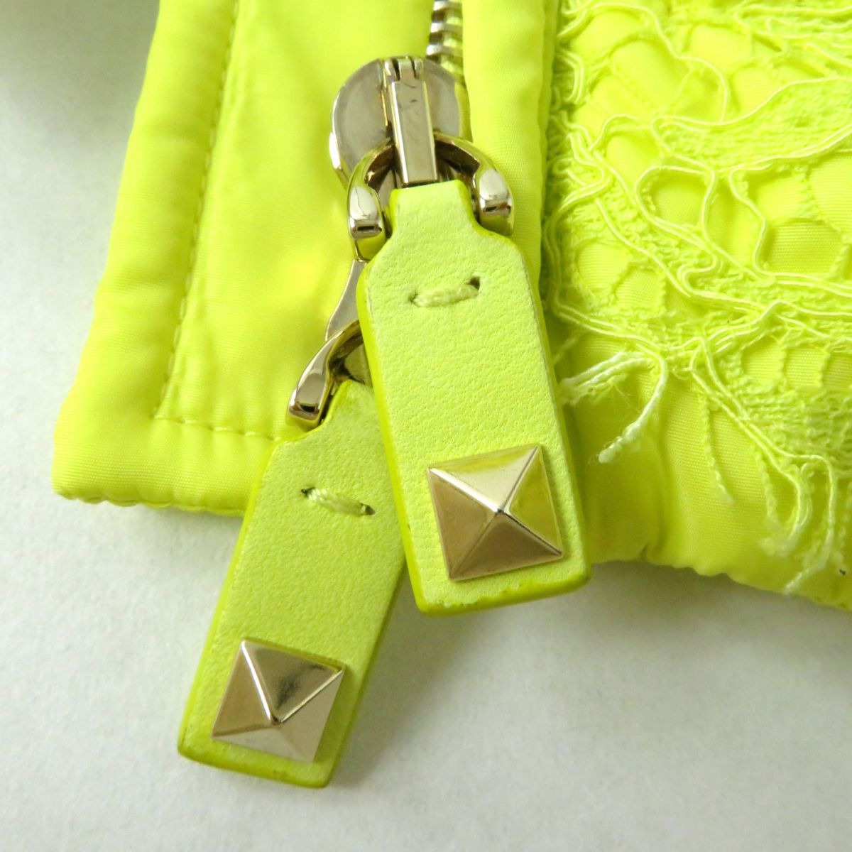 Valentino Women's Lace Rockstud Coat Neon Yellow