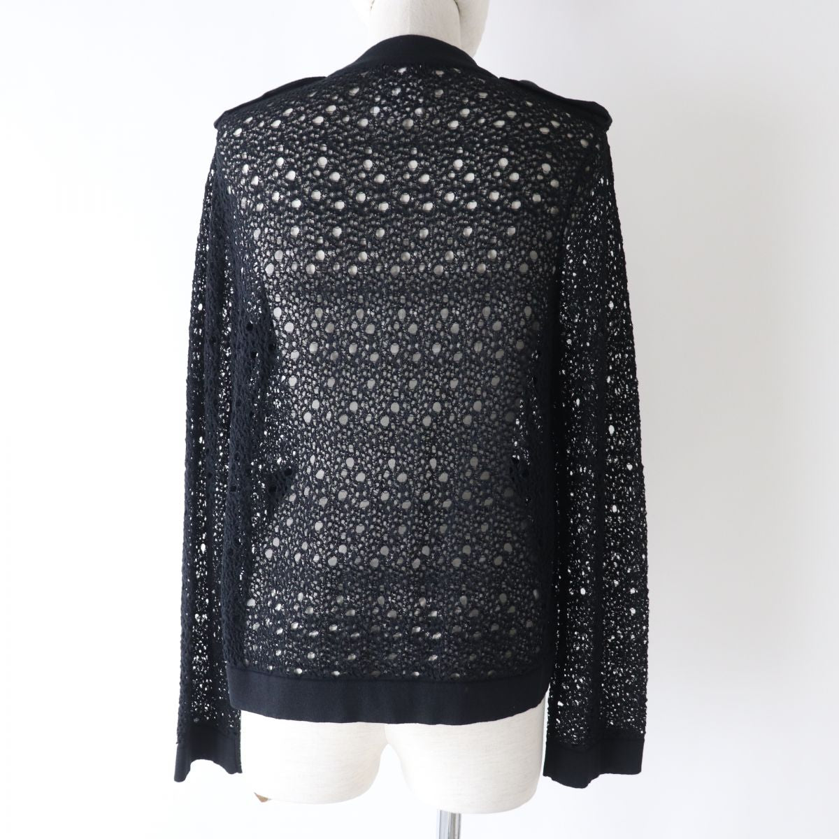 Chanel COCO Mark Lace Cardigan Black 38