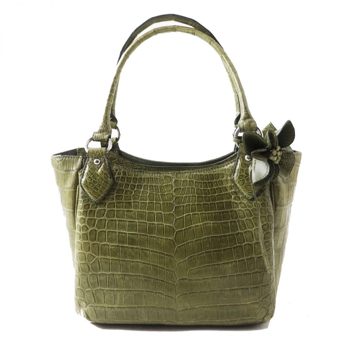 Matte Crocodile Ladies Handbag/Shoulder Bag, Khaki Green