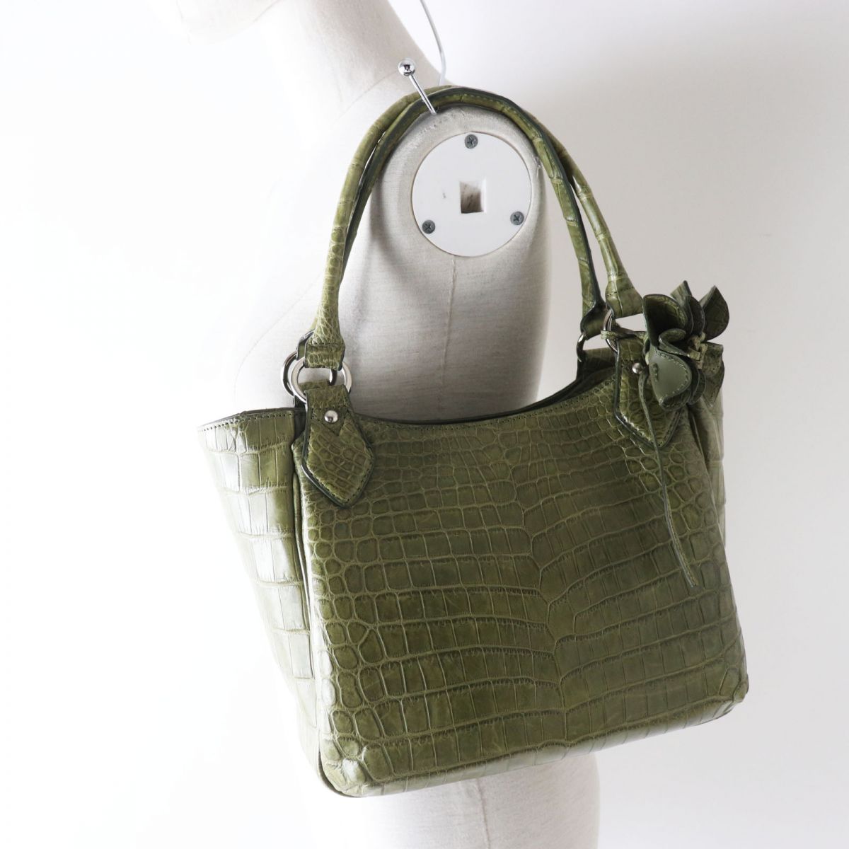 Matte Crocodile Ladies Handbag/Shoulder Bag, Khaki Green