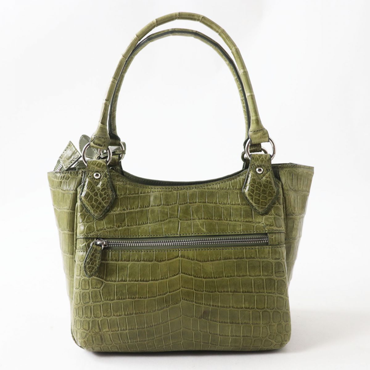 Matte Crocodile Ladies Handbag/Shoulder Bag, Khaki Green