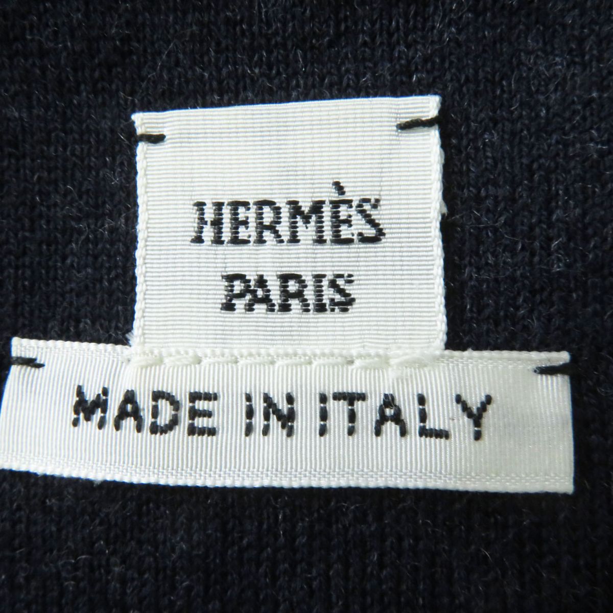 Hermes Lamb Leather Knit Dress Navy Grey