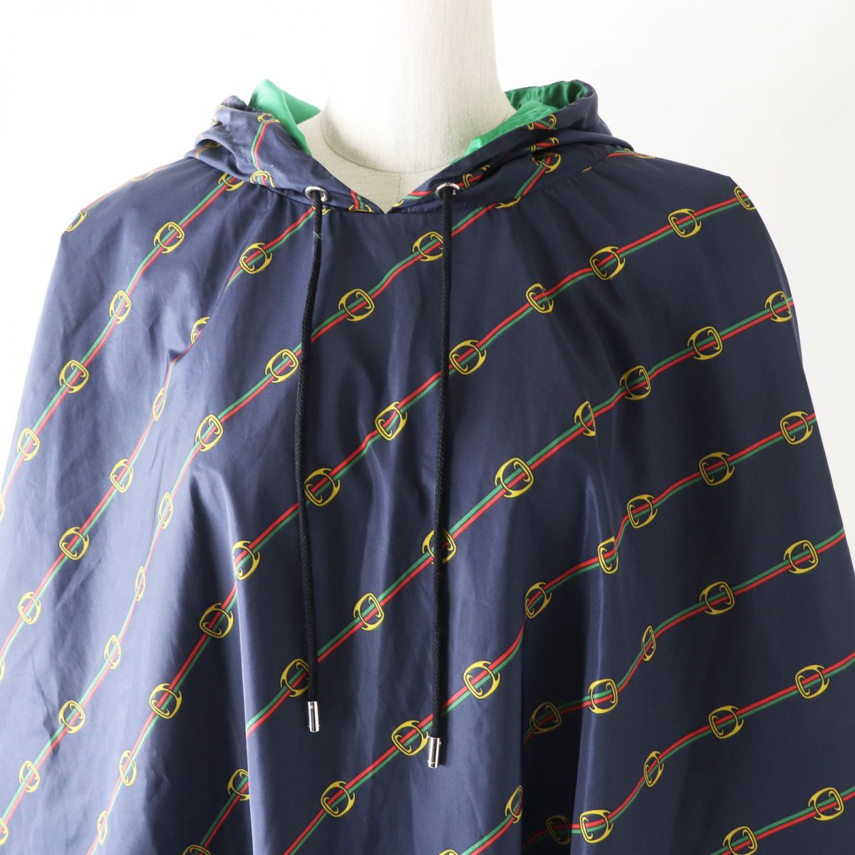 Gucci Hooded Poncho Raincoat, Navy, M