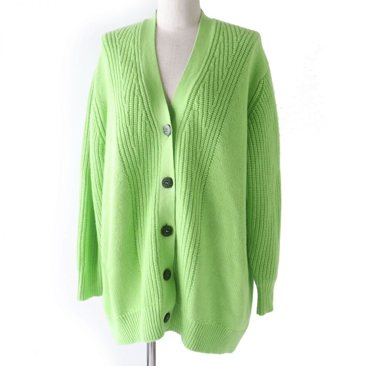 Hermes Cashmere Cotton Knit Cardigan Light Green