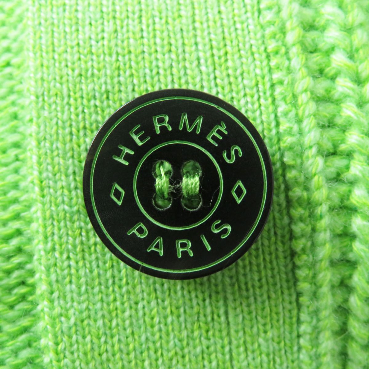 Hermes Cashmere Cotton Knit Cardigan Light Green