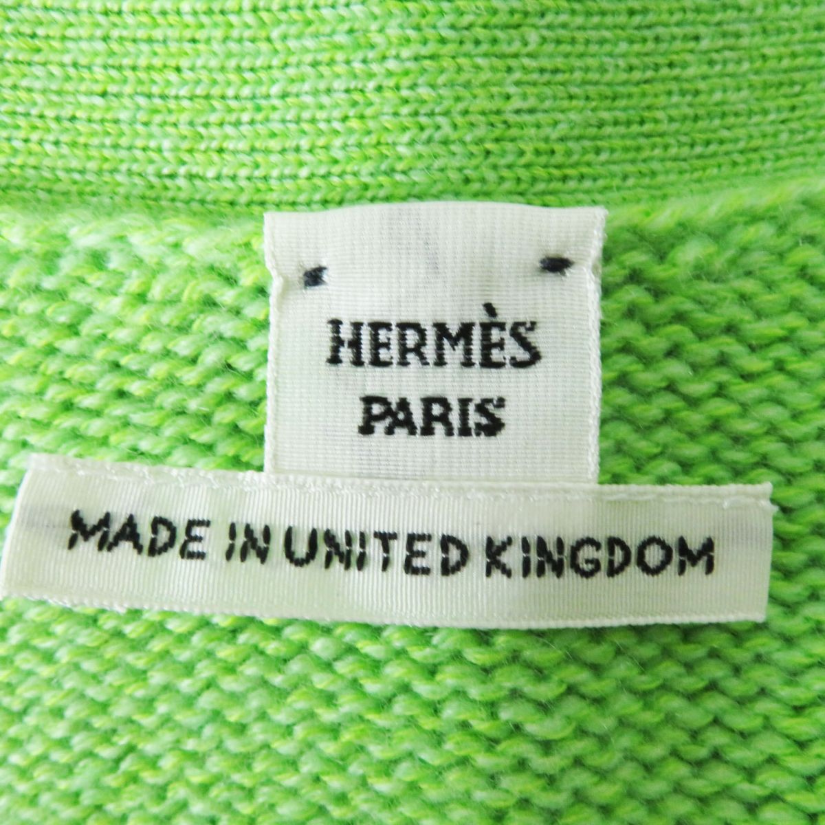 Hermes Cashmere Cotton Knit Cardigan Light Green