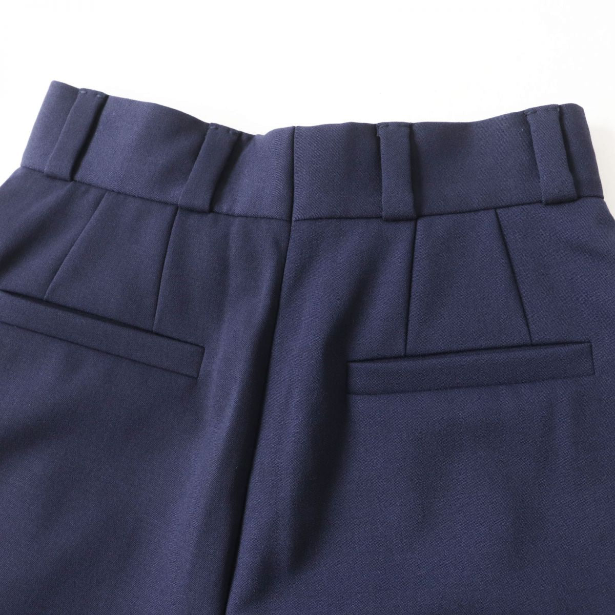 MIUMIU Wool Shorts with Gold Buttons, Navy