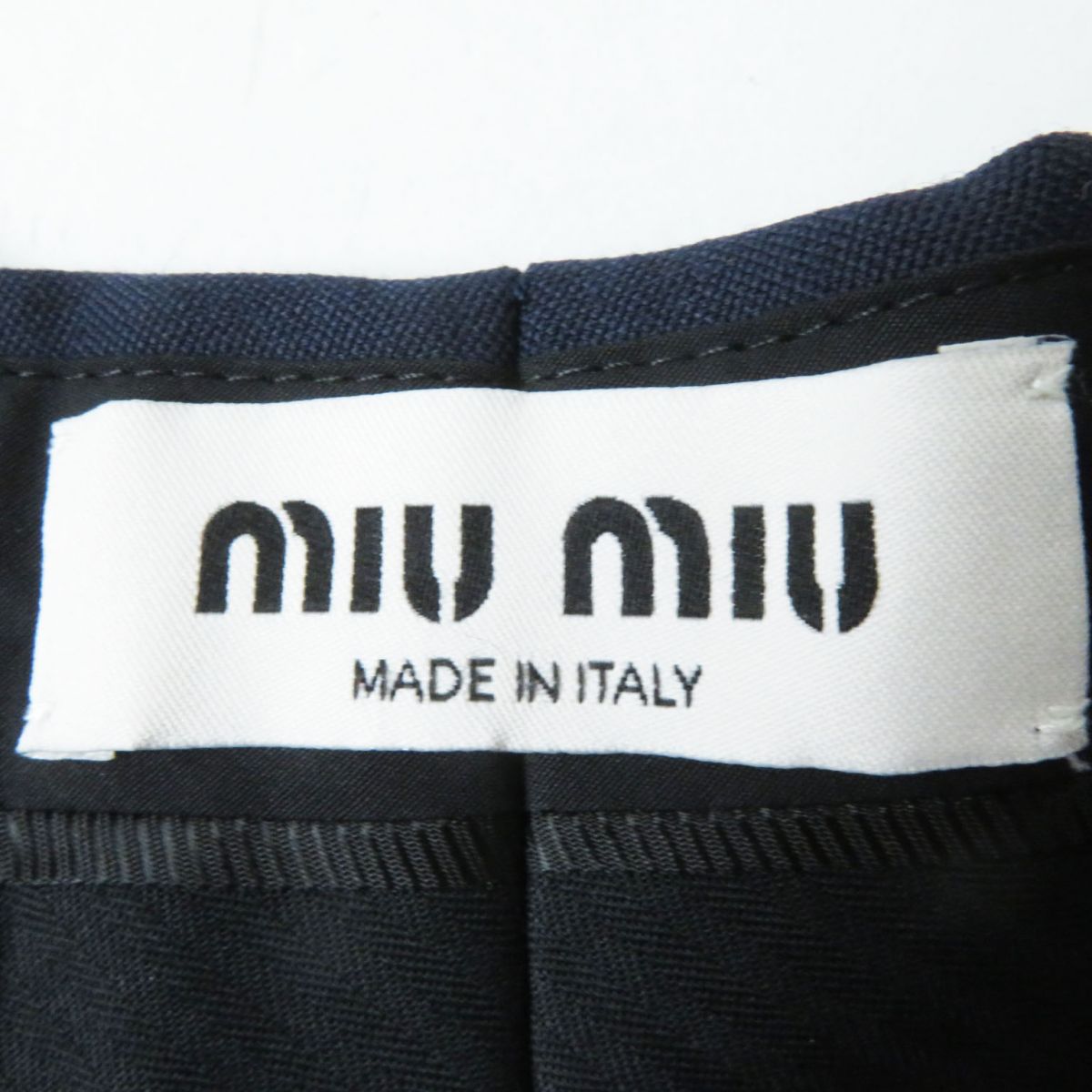 MIUMIU Wool Shorts with Gold Buttons, Navy