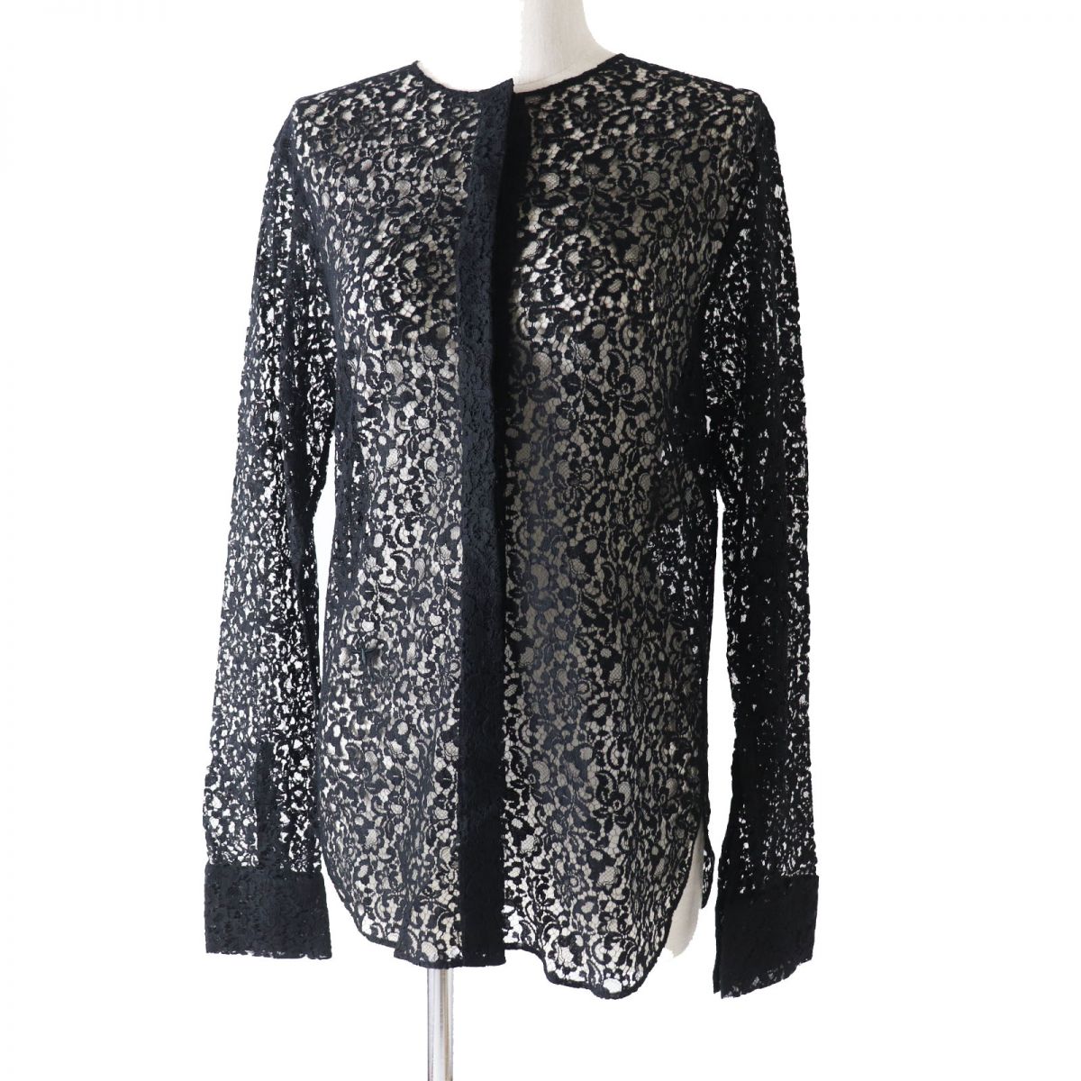 Christian Dior Women's BEE Embroidery Lace Blouse Black