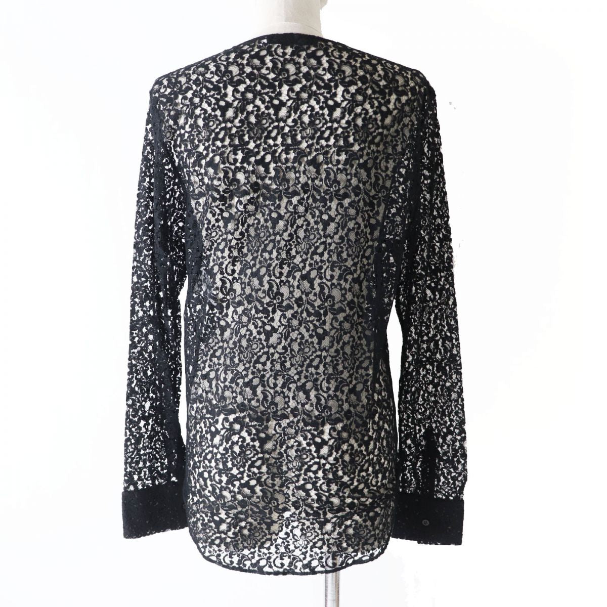 Christian Dior Women's BEE Embroidery Lace Blouse Black