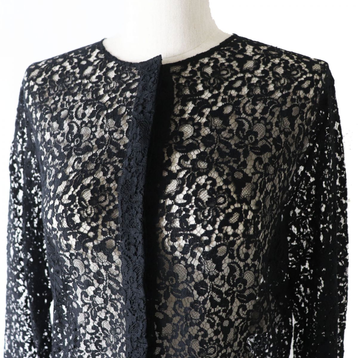 Christian Dior Women's BEE Embroidery Lace Blouse Black