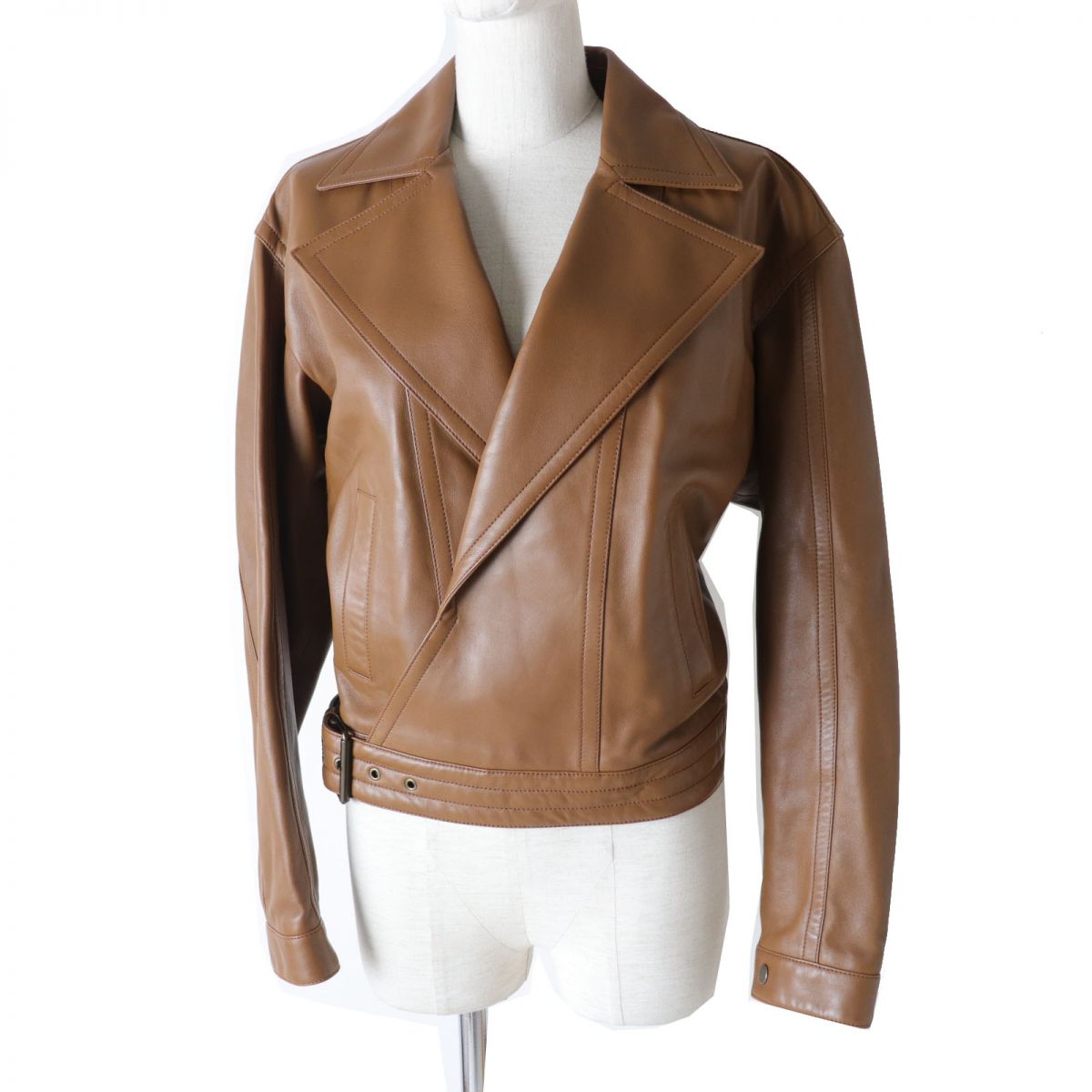 Saint Laurent Lamb Leather Rider Jacket Brown