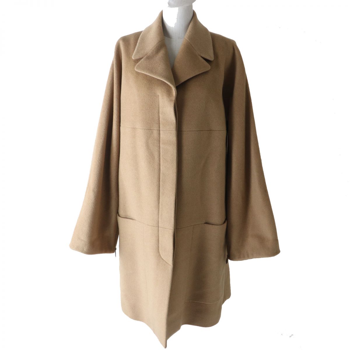 Hermes Women's Camel A-line Long Coat Size 44