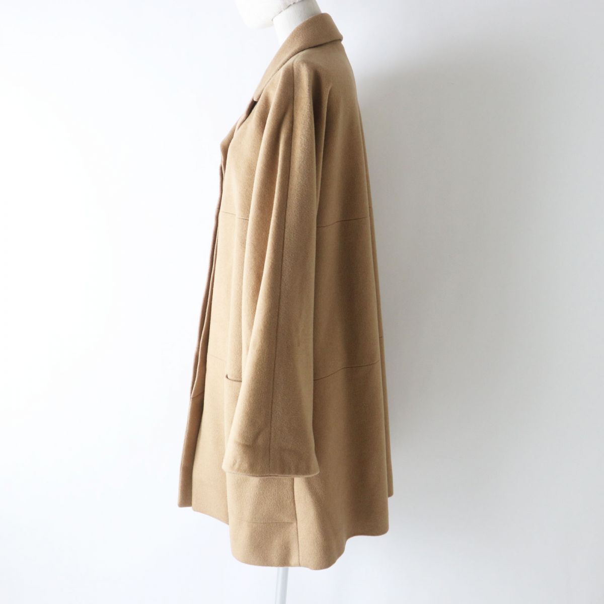 Hermes Women's Camel A-line Long Coat Size 44