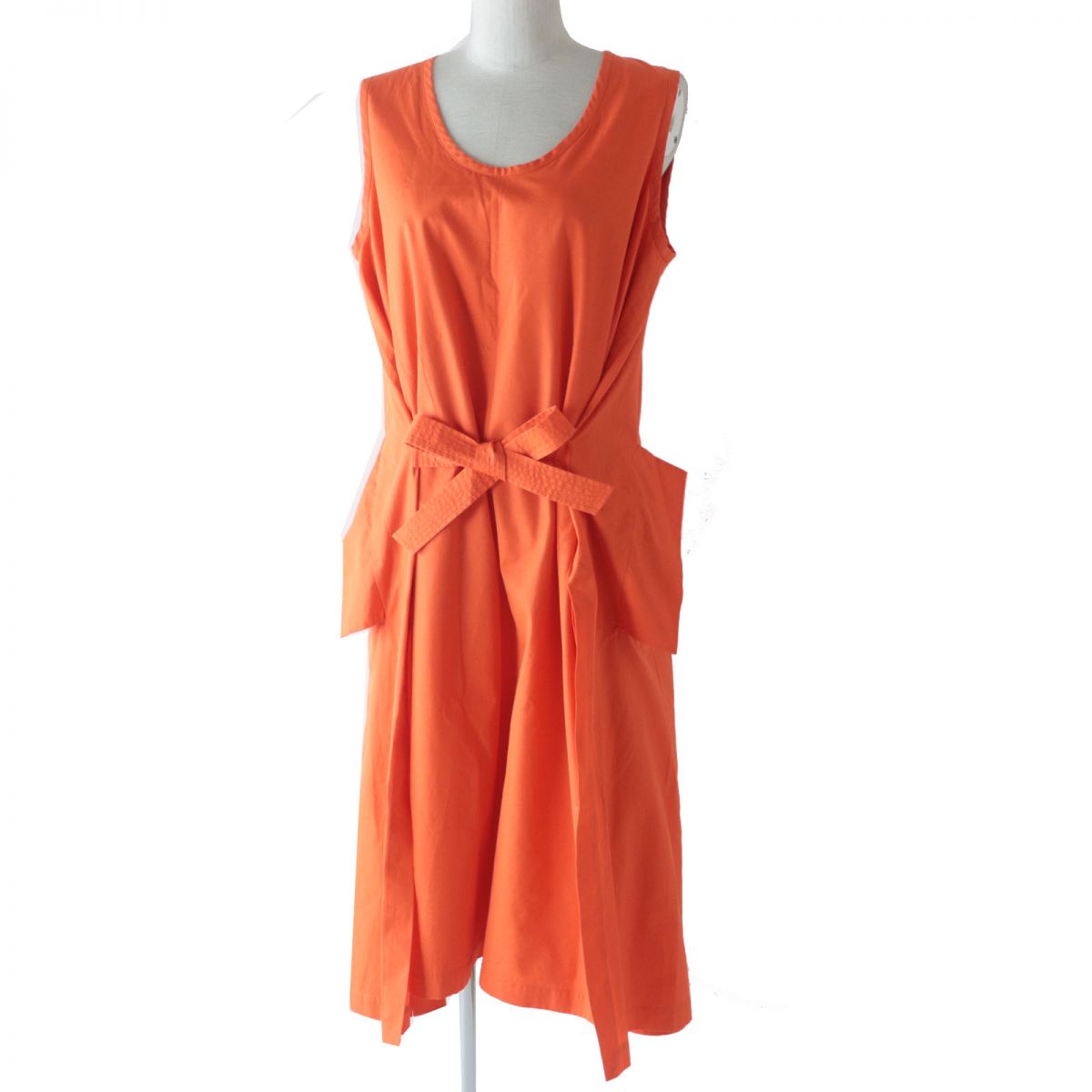 Jil Sander Cotton Sleeveless Dress Orange