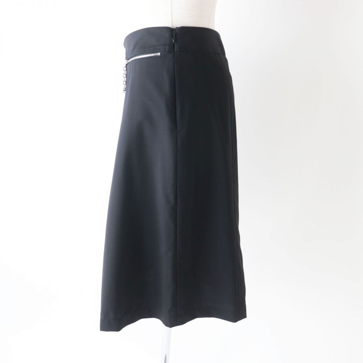 Hermes Wool Skirt Black Silver Size 34