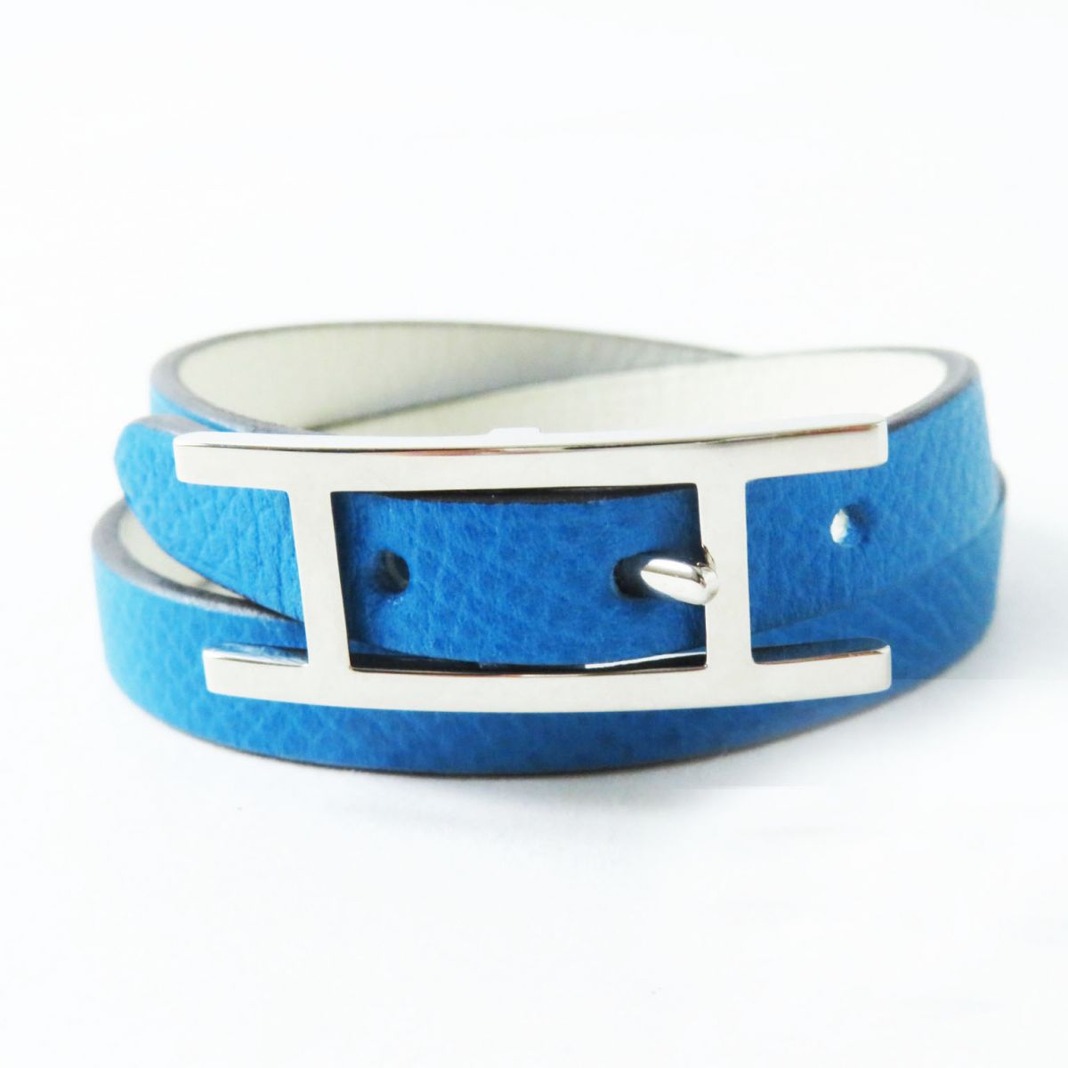 Hermes B-Api Double Tour Reversible Leather Bracelet