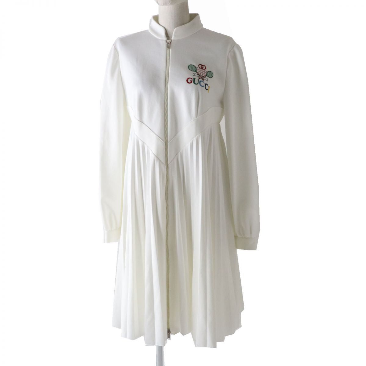 Gucci Women's Tennis Logo Pleated Dress White M