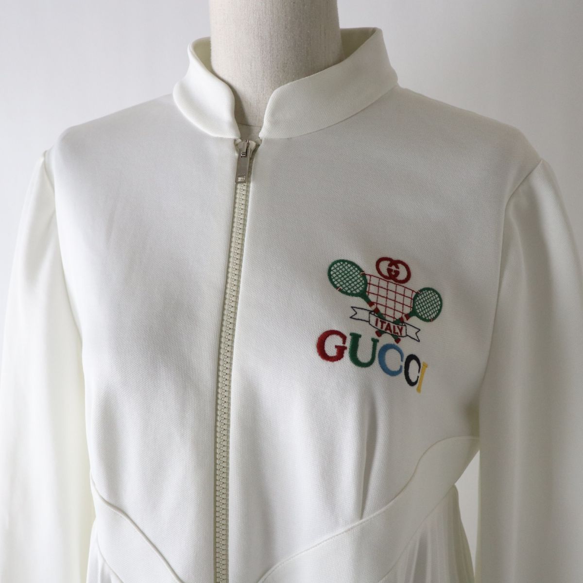 Gucci Women's Tennis Logo Pleated Dress White M