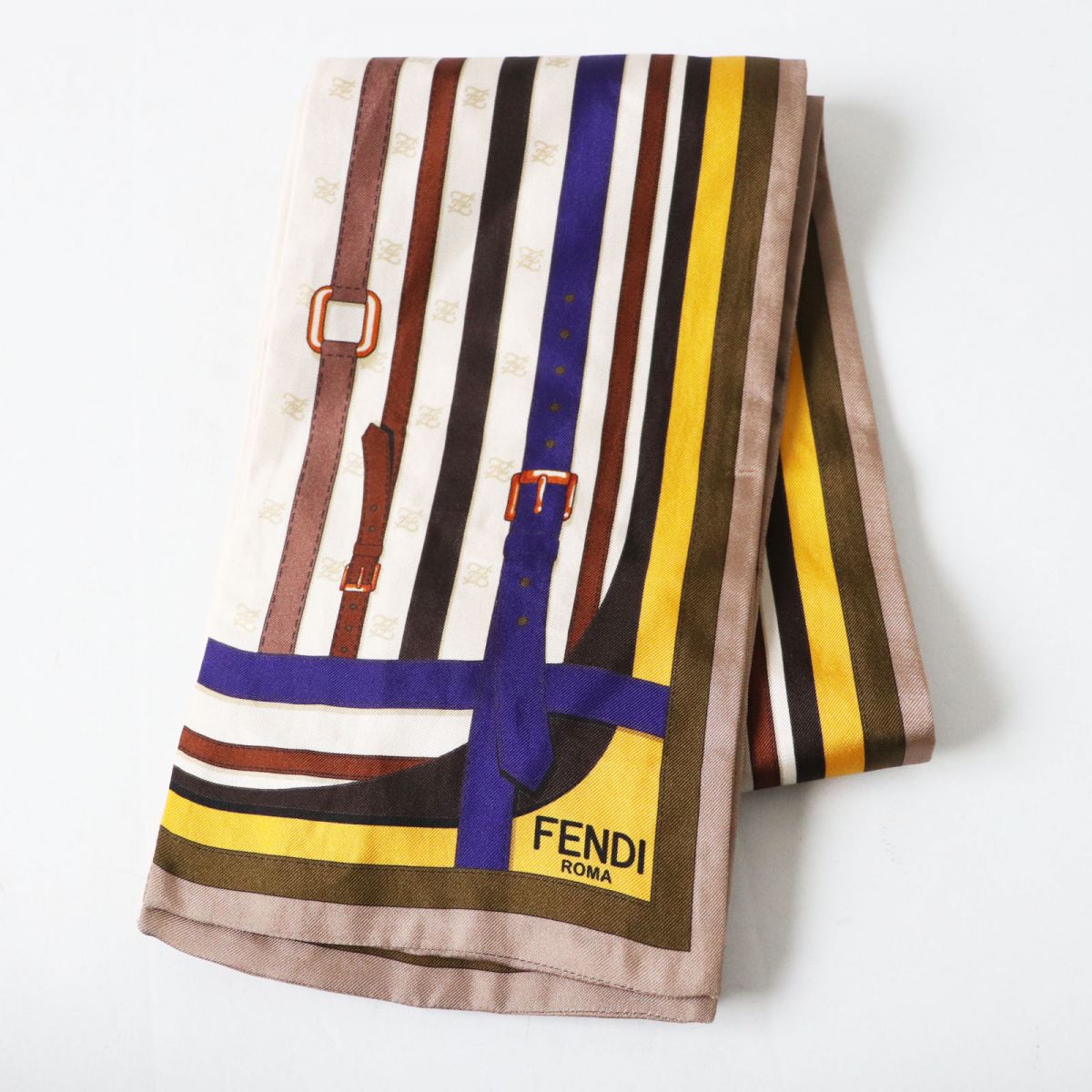 Fendi Yellow Monogram Dress with Scarf Belt