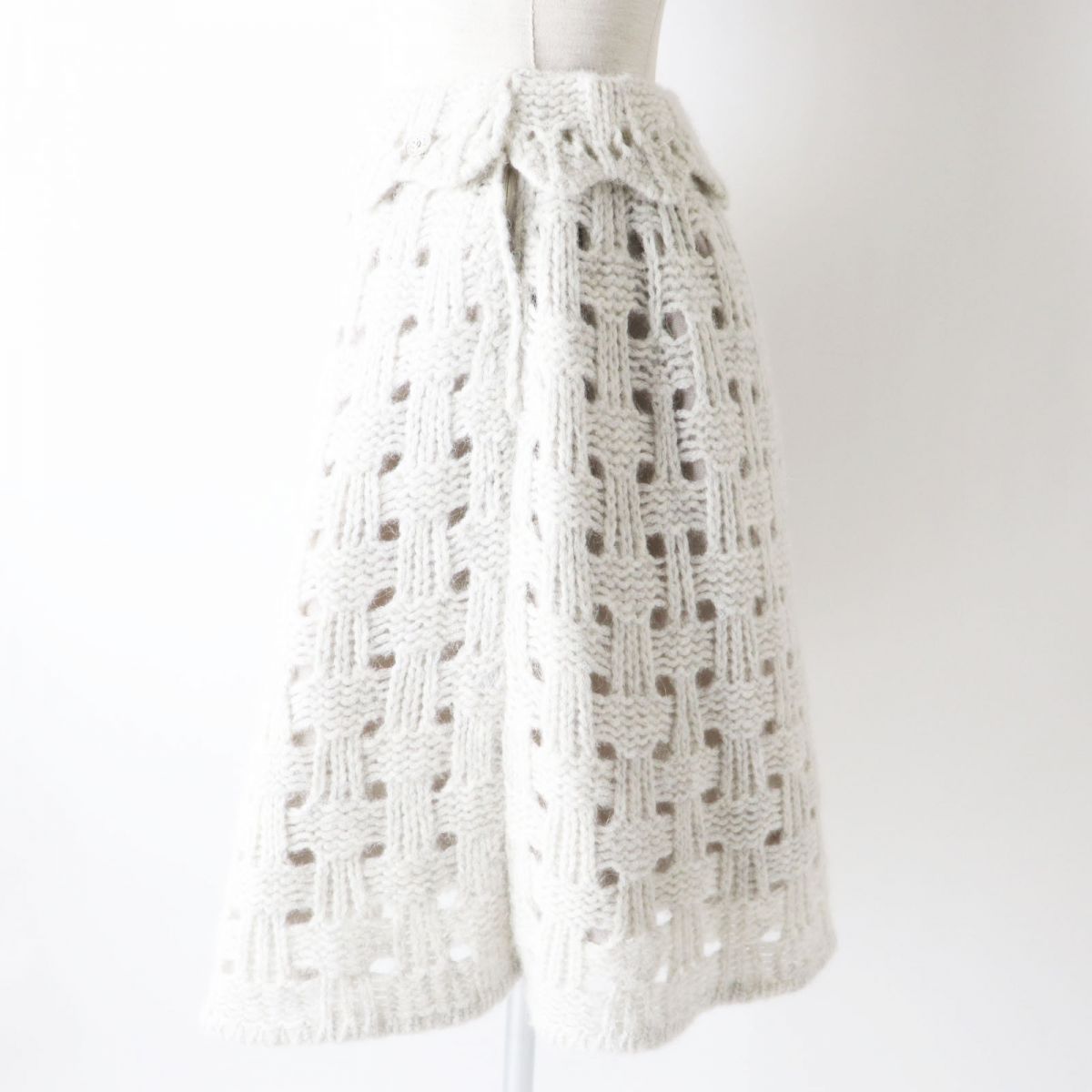 Chanel Alpaca Blend Knit Flare Skirt Light Grey