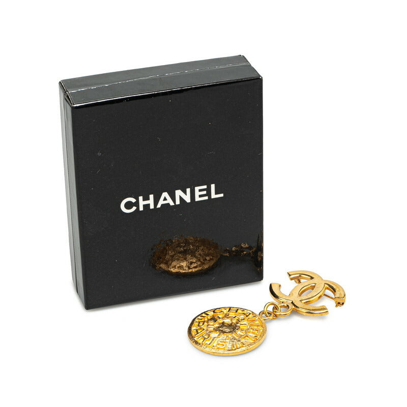 Chanel Vintage Coco Mark Medal Brooch Gold