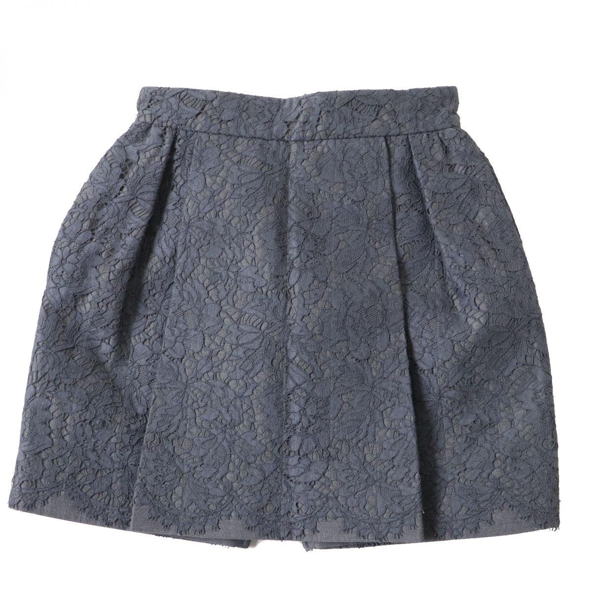 Valentino Silk Lace Mini Skirt, Dark Grey