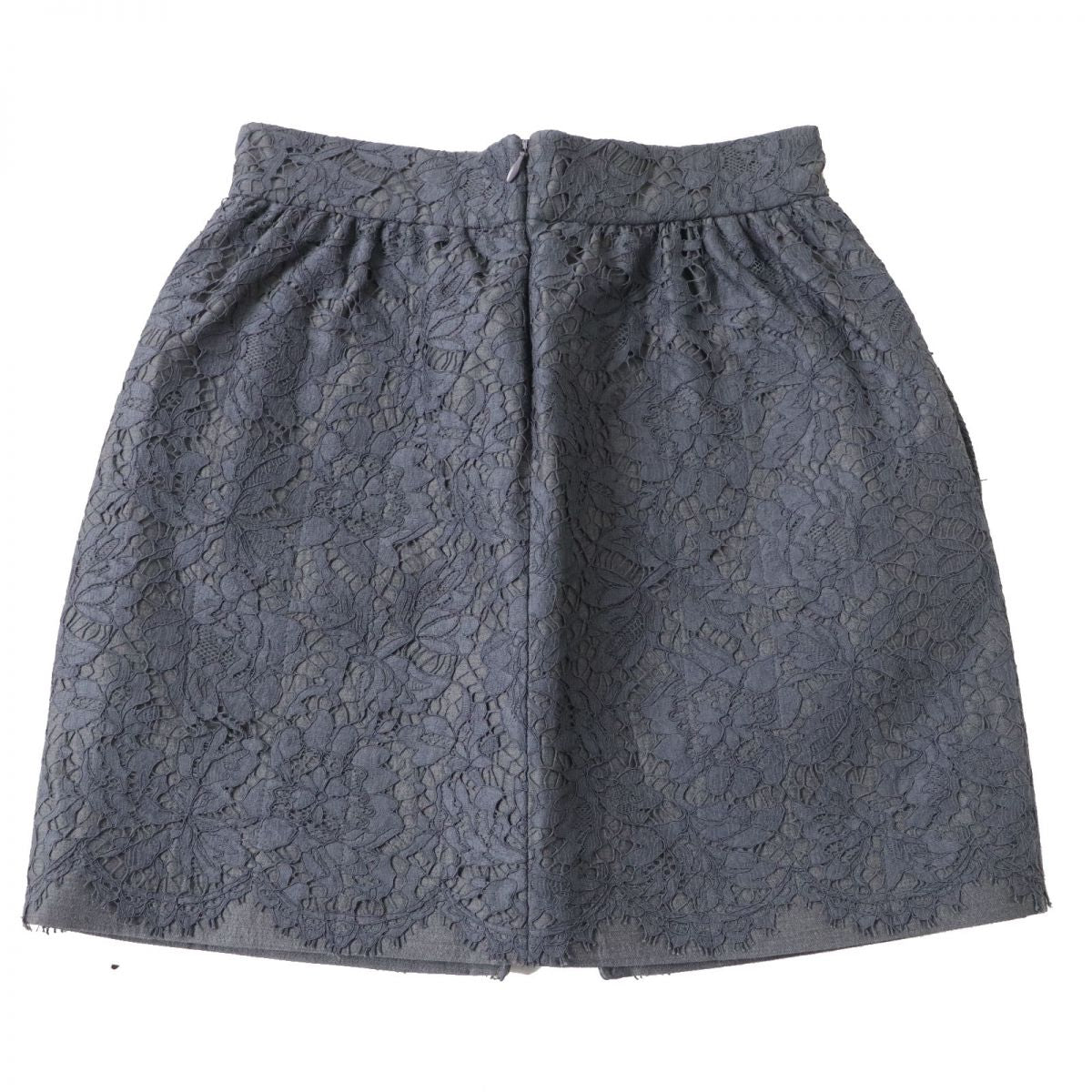 Valentino Silk Lace Mini Skirt, Dark Grey