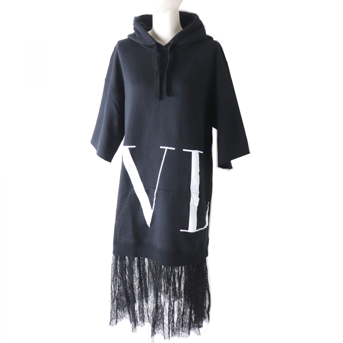 Valentino Women's VLTN Logo Hoodie Dress Black M