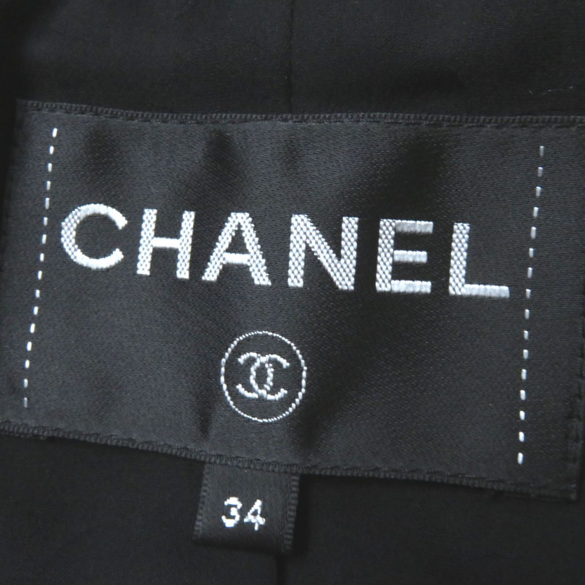 Chanel COCO Mark Tweed Coat Black Silk 34