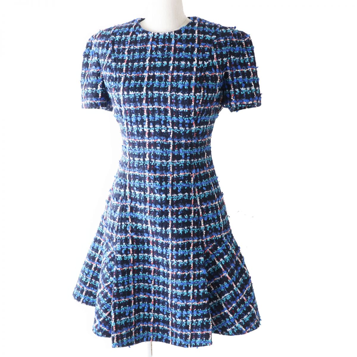 Louis Vuitton Silk Blend Blue Tweed Dress