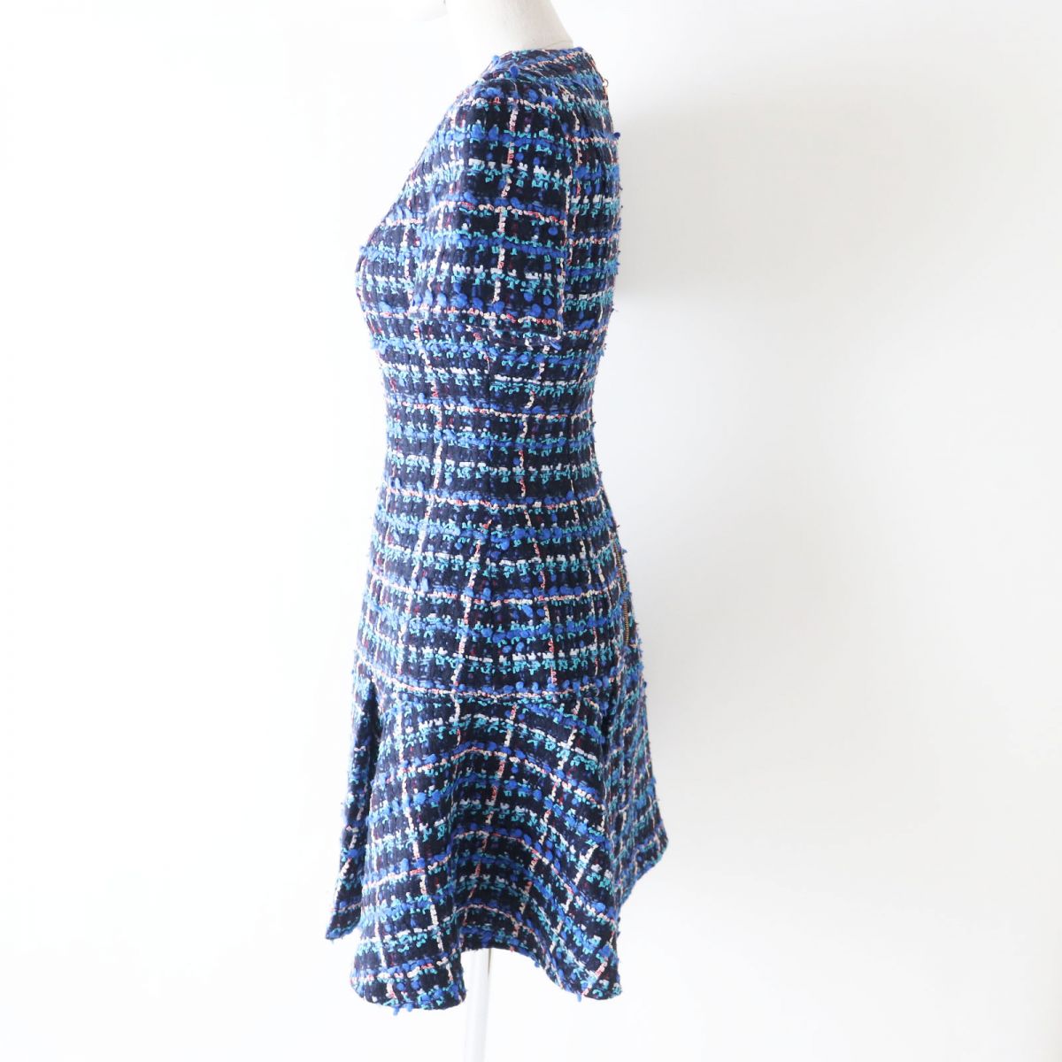 Louis Vuitton Silk Blend Blue Tweed Dress