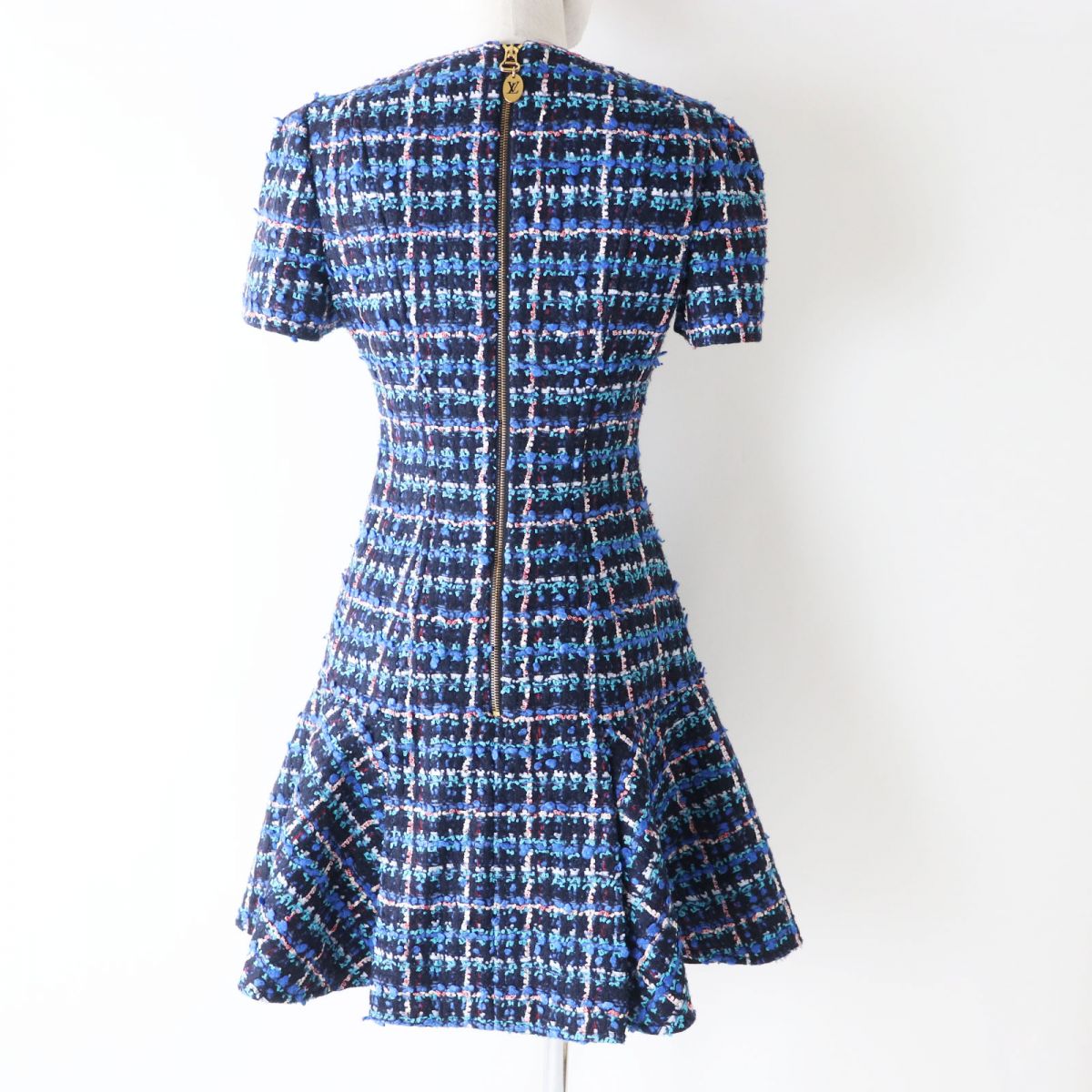 Louis Vuitton Silk Blend Blue Tweed Dress