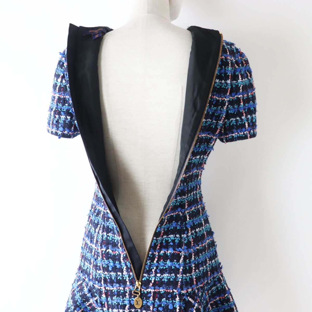 Louis Vuitton Silk Blend Blue Tweed Dress