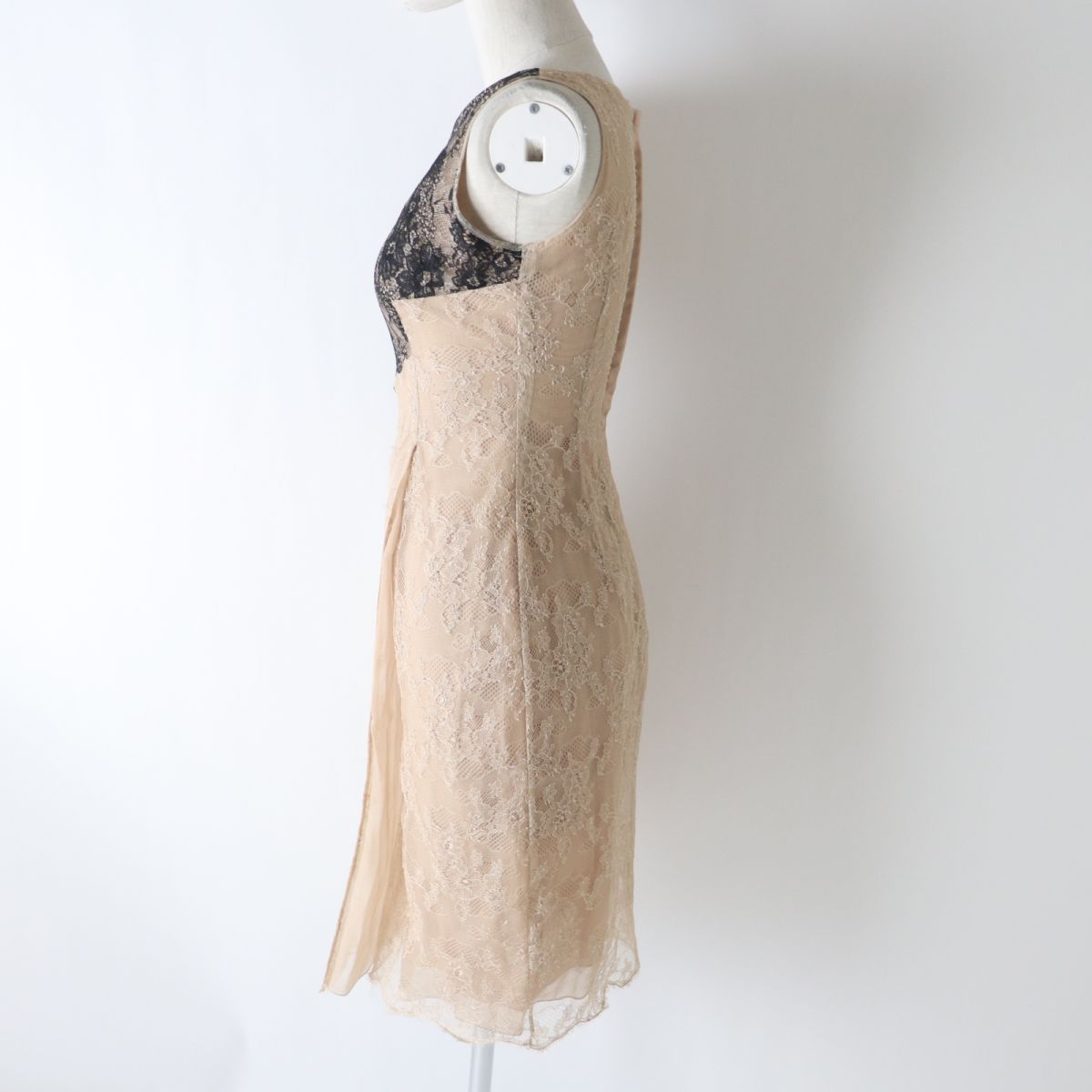 Valentino Silk Lace Sleeveless Dress Beige