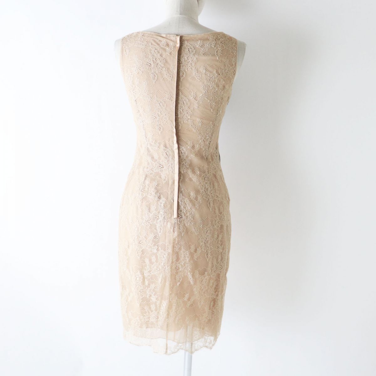 Valentino Silk Lace Sleeveless Dress Beige