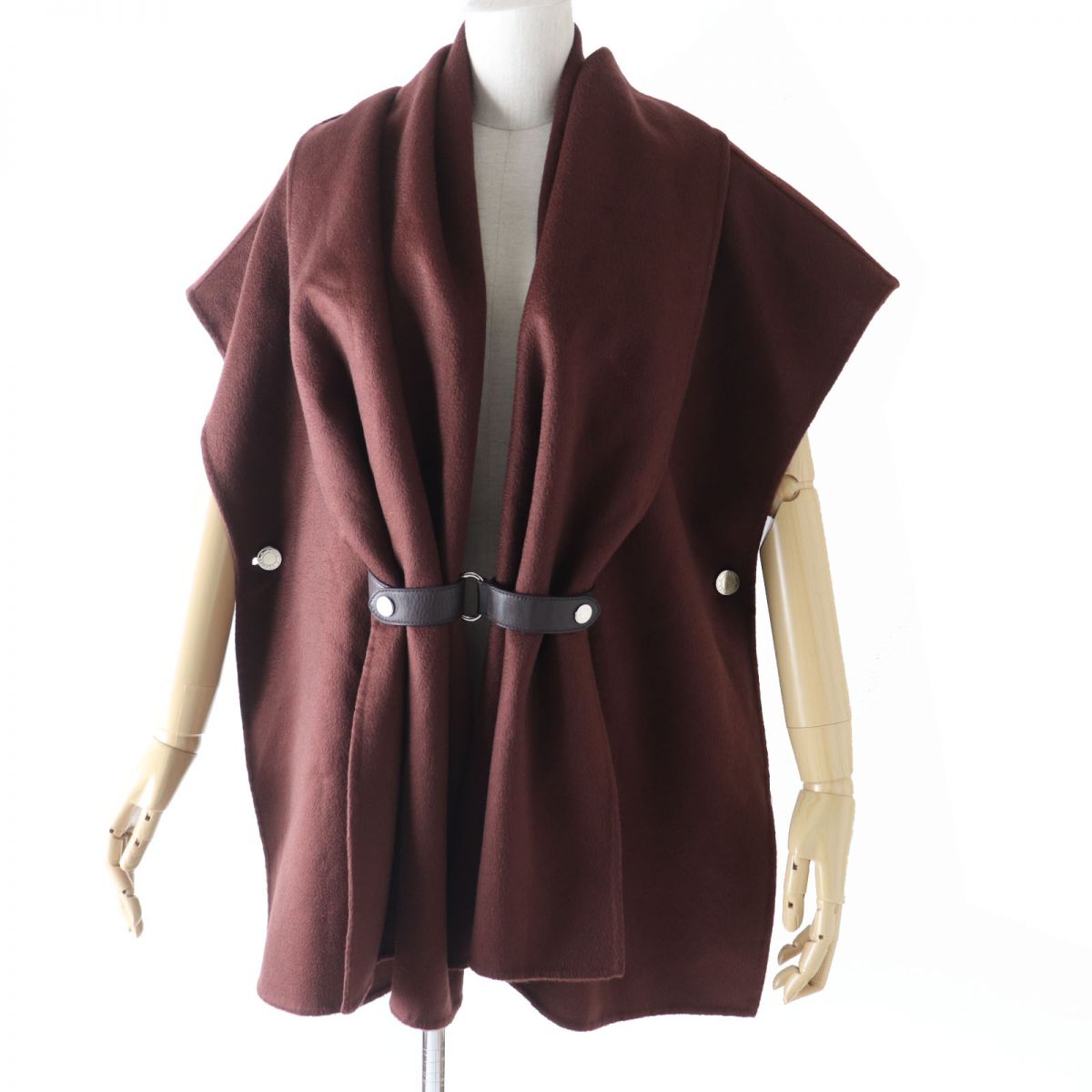 Hermes Cashmere Poncho Vest Coat Brown