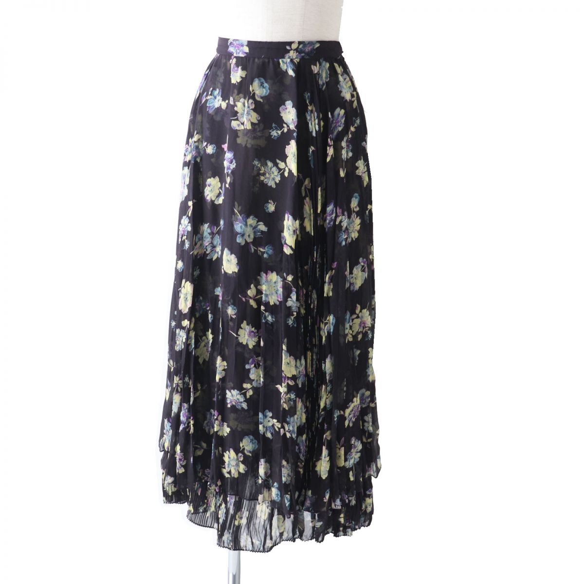 Celine Silk Georgette Sunburst Pleated Skirt 40