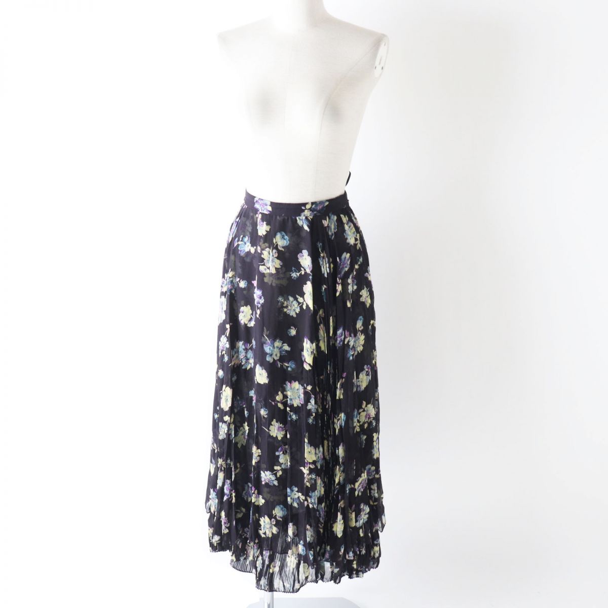 Celine Silk Georgette Sunburst Pleated Skirt 40